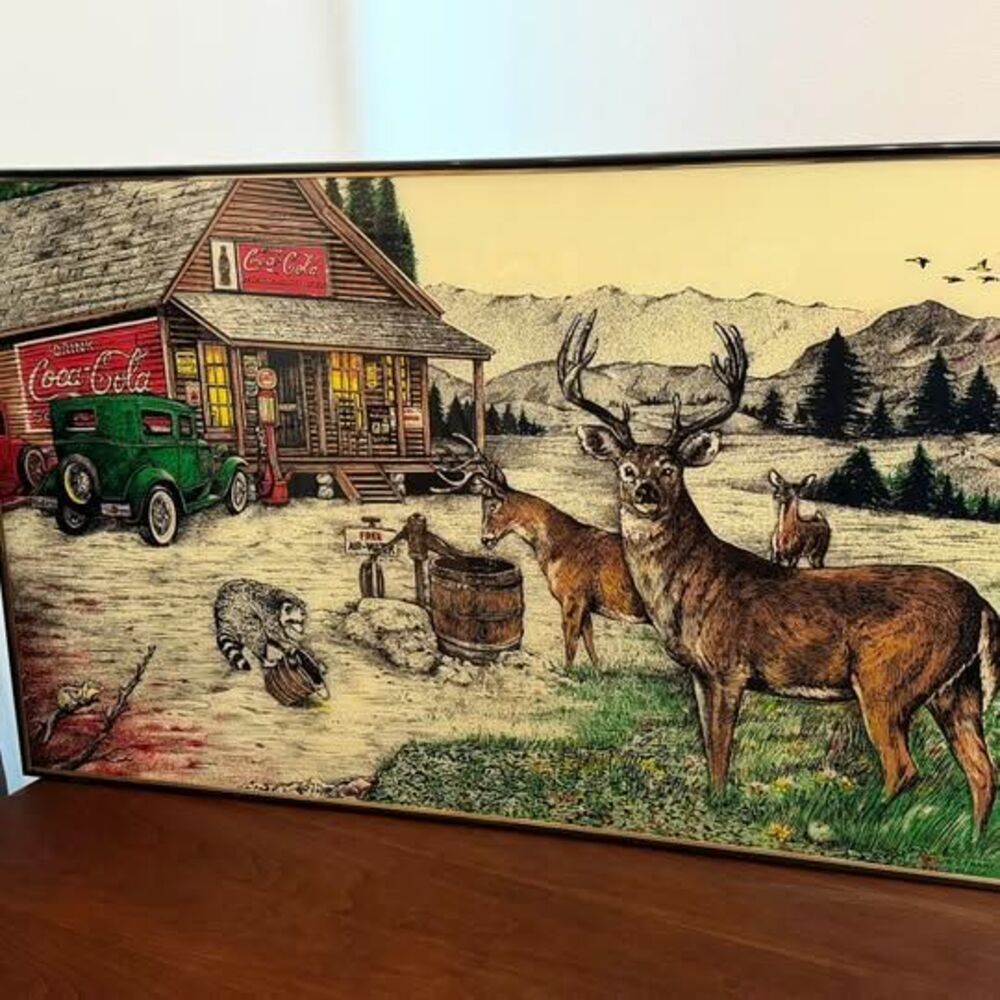 Vintage Fortune Frame Inc Coca-Cola Wildlife Framed Art Print
